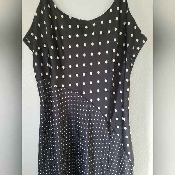 Women's Midi Slip Dress - A New Day Black Polka Dots L - Picture 5 of 6